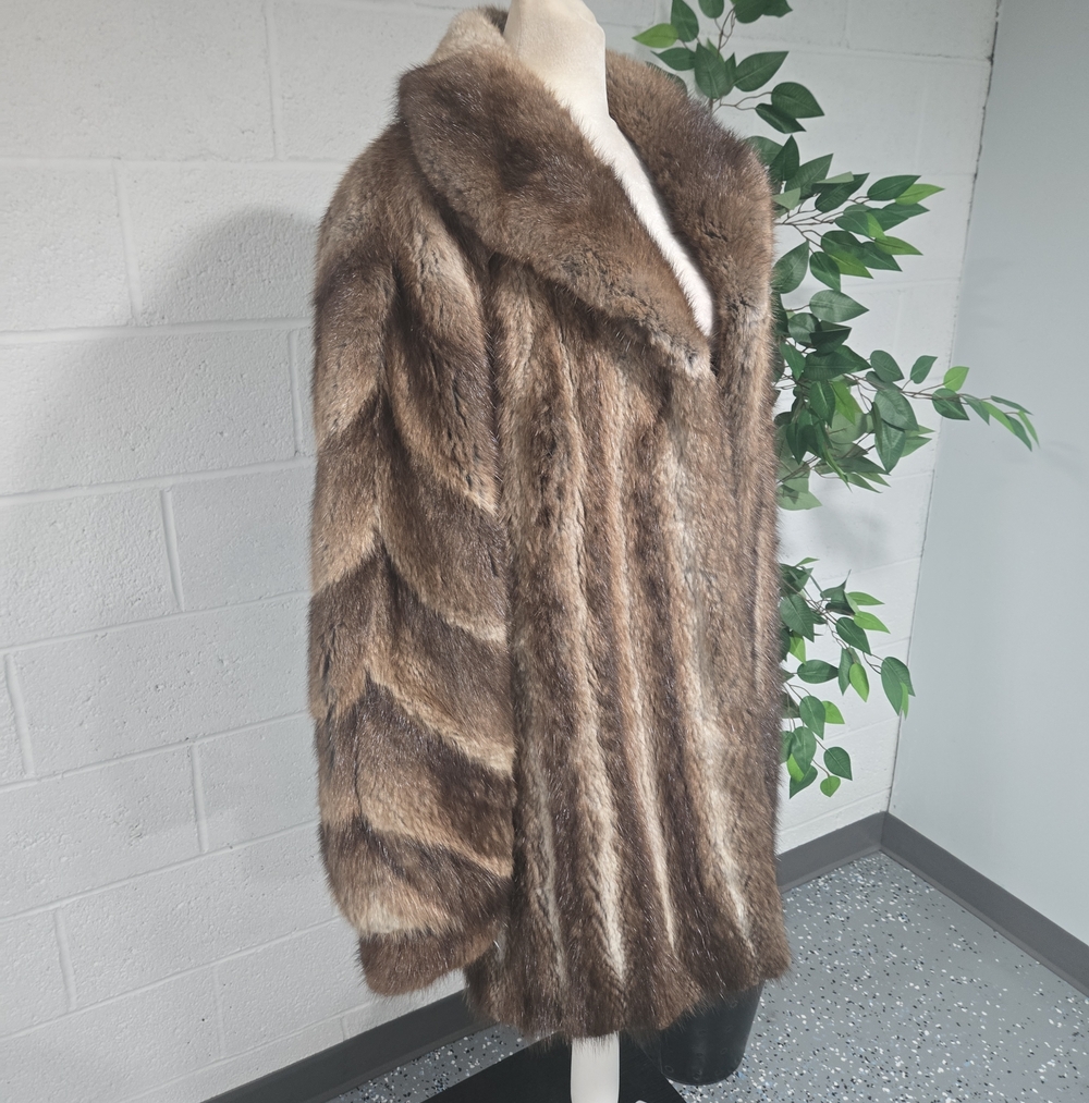 VTG 80s Luxury Mink Fur Swing Coat Small Medium Glam Mobwife - Picture 5 of 10